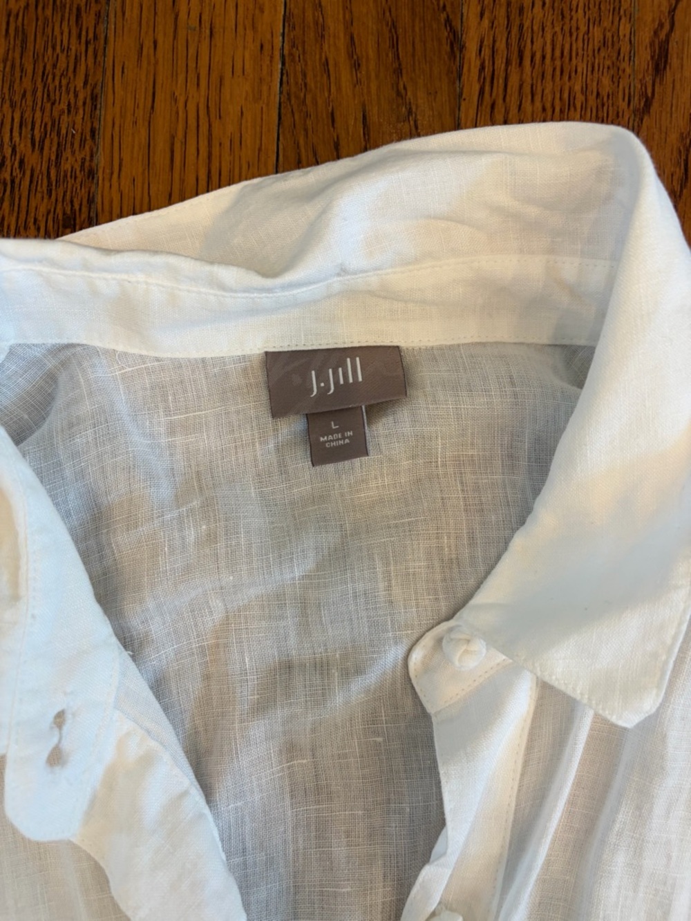 J Jill Linen White Button-Up Drawstring Tunic - women’s large - Picture 2 of 8